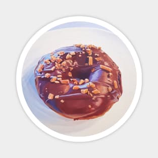 Chocolate Donut with Toffee Bits Painting Magnet
